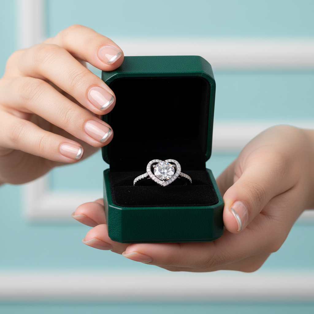 1.0 Ct Round Diamond Option Heart Style Engagement Ring - Evani Naomi Jewelry