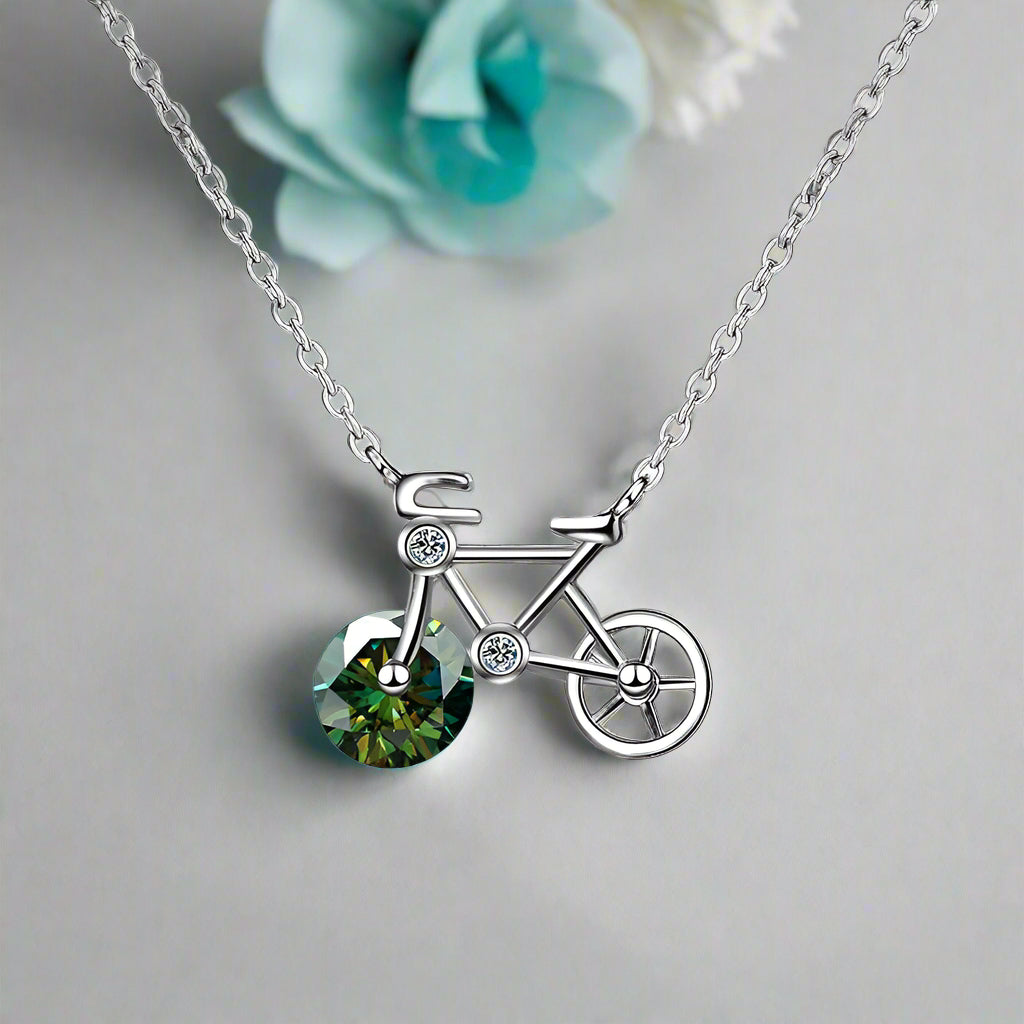 1.0 Ct Round Diamond Lovely Bicycle Necklace-Evani Naomi Jewelry
