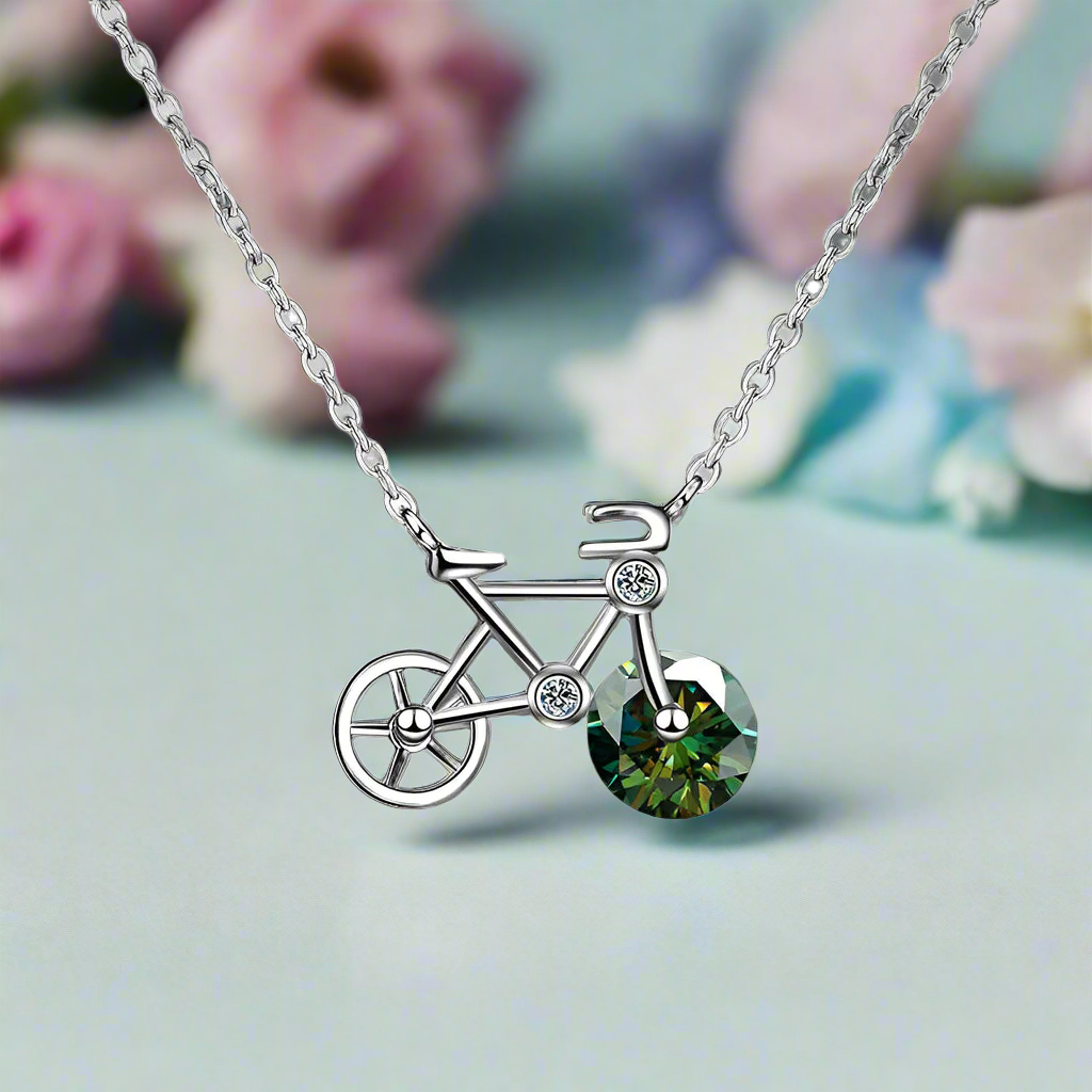 1.0 Ct Round Emerald Diamond Lovely Bicycle Necklace - Evani Naomi Jewelry