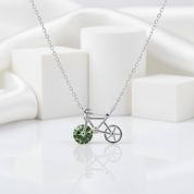1.0 Ct Round Cut Emerald Lovely Bicycle Necklace-Evani Jewelry