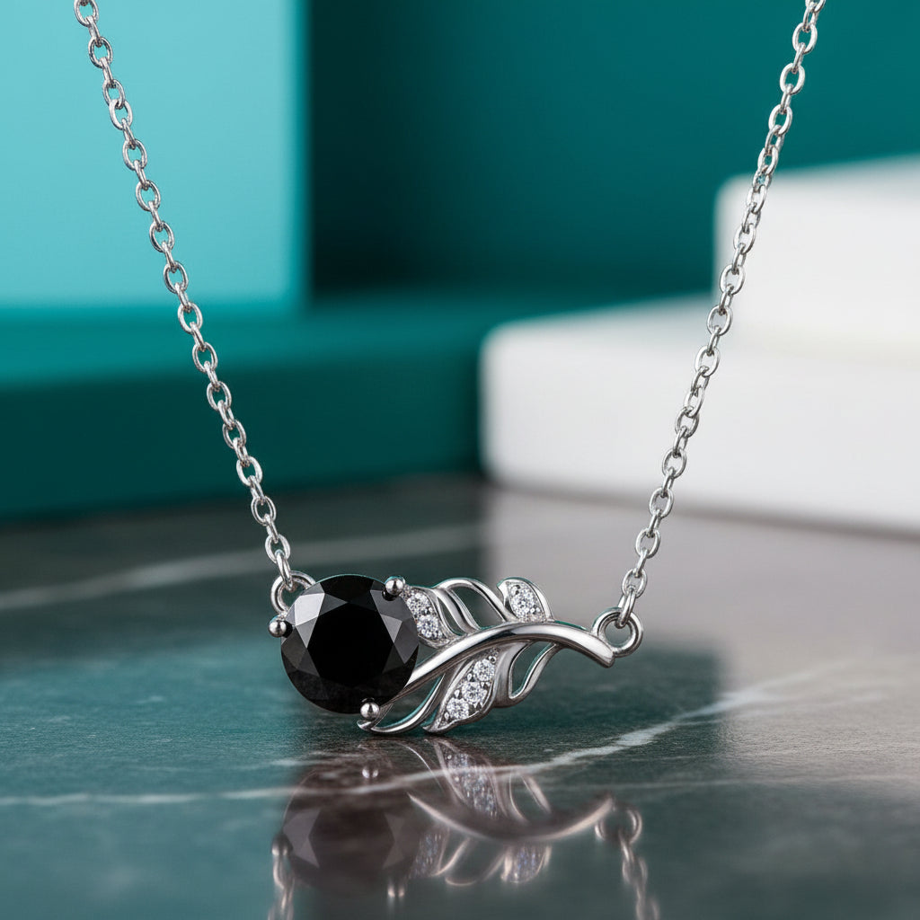 1.0 Ct Round Diamond Lucky Leaf Necklace-Evani Jewelry