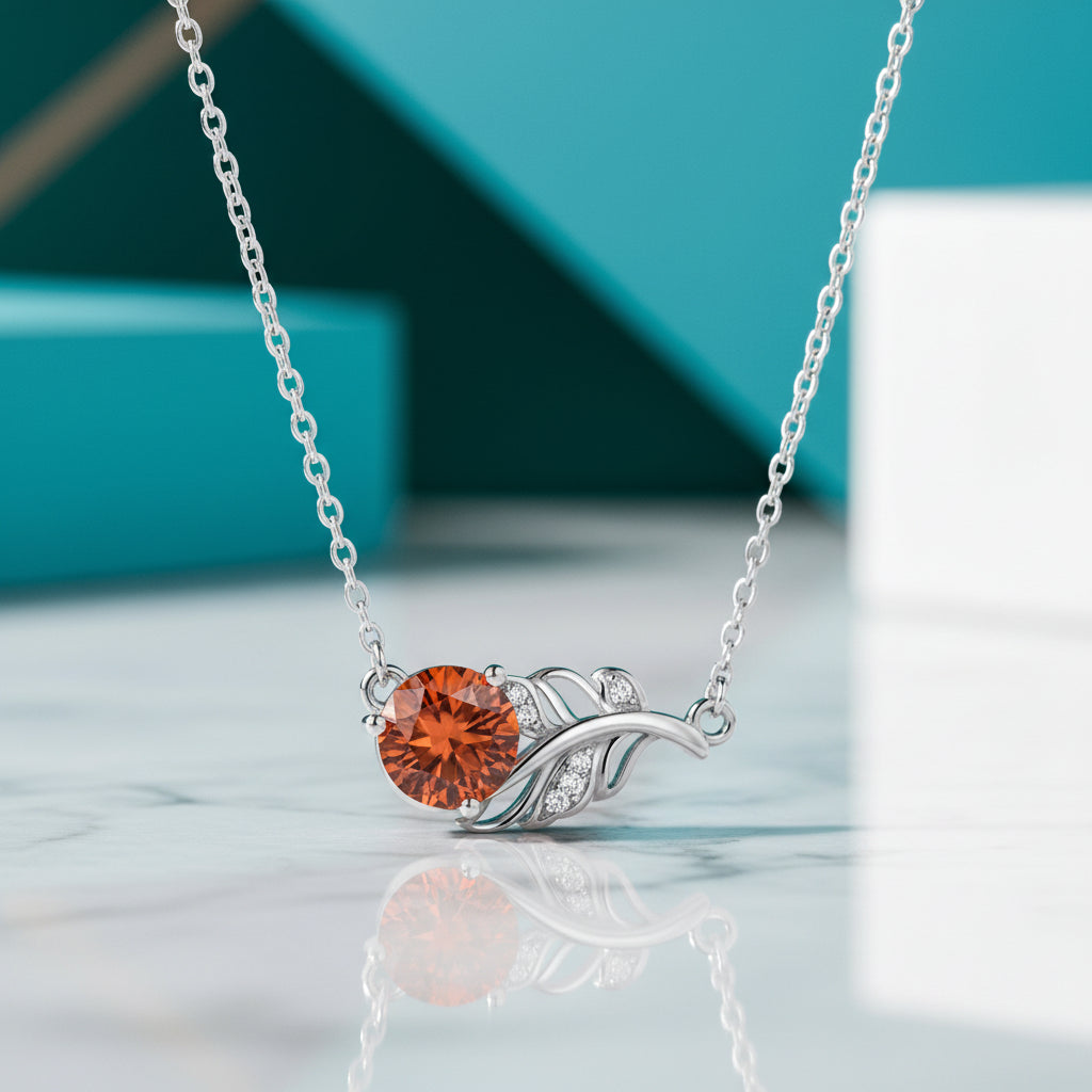 1.0 Ct Round Diamond Lucky Leaf Necklace-Evani Jewelry