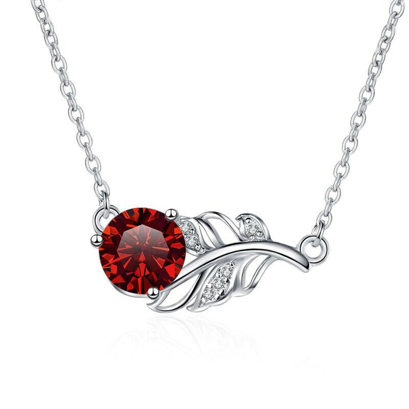 1.0 Ct Round Diamond Lucky Leaf Necklace-Evani Naomi Jewelry