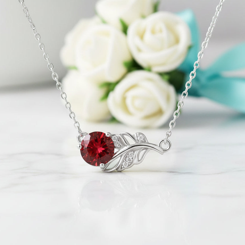 1.0 Ct Round Diamond Lucky Leaf Necklace-Evani Naomi Jewelry