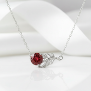 1.0 Ct Round Cut Ruby Lucky Leaf Necklace-Evani Jewelry