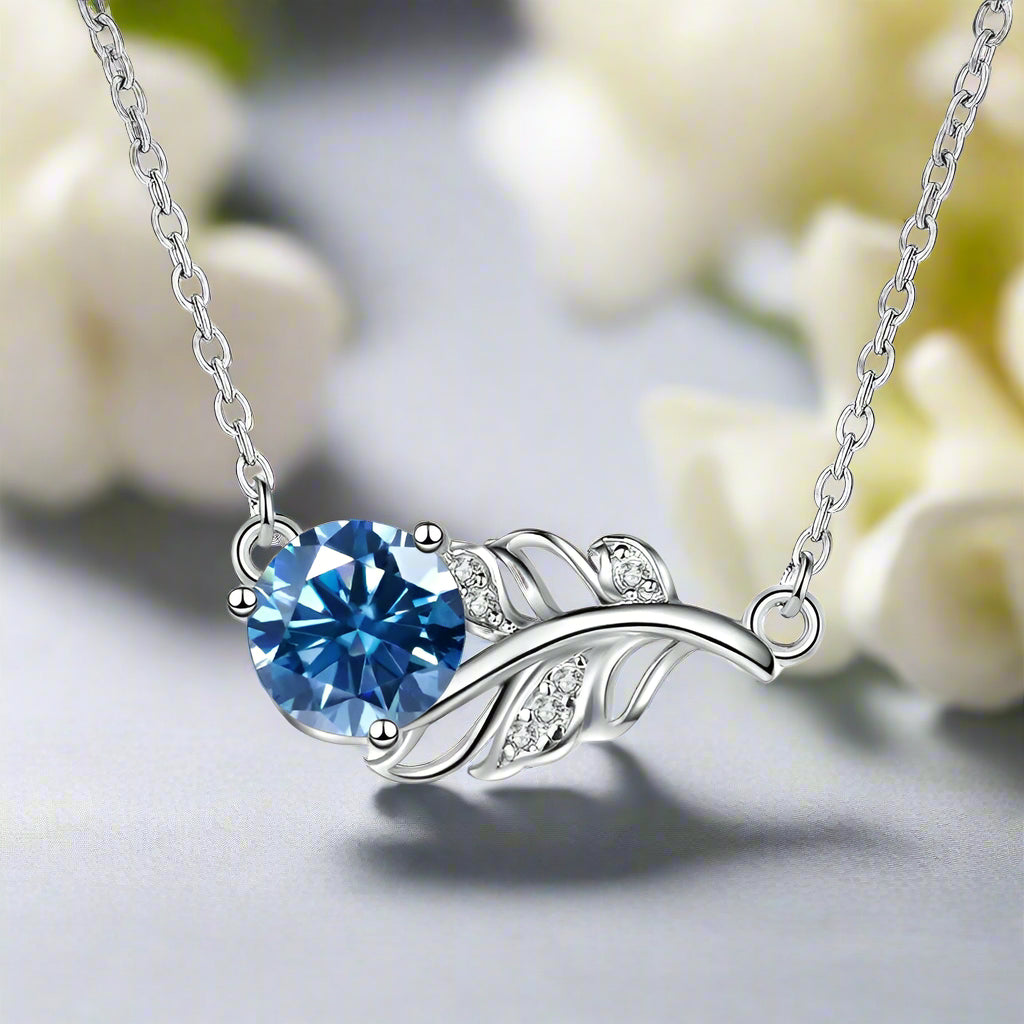 1.0 Ct Round Diamond Lucky Leaf Necklace-Evani Naomi Jewelry