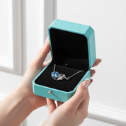 1.0 Ct Round Cut Sapphire Birthstone Lucky Leaf Necklace-Evani Jewelry