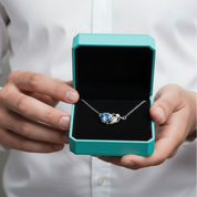 1.0 Ct Round Cut Sapphire Birthstone Lucky Leaf Necklace-Evani Jewelry