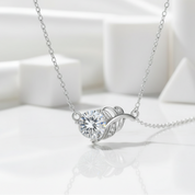 1.0 Ct Round Cut Diamond Birthstone Lucky Leaf Necklace-Evani Jewelry