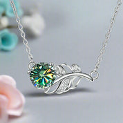 1.0 Ct Round Diamond Lucky Leaf Necklace-Evani Naomi Jewelry