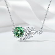 1.0 Ct Round Cut Peridot Birthstone Lucky Leaf Necklace-Evani Jewelry