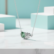 1.0 Ct Round Cut Peridot Birthstone Lucky Leaf Necklace-Evani Jewelry