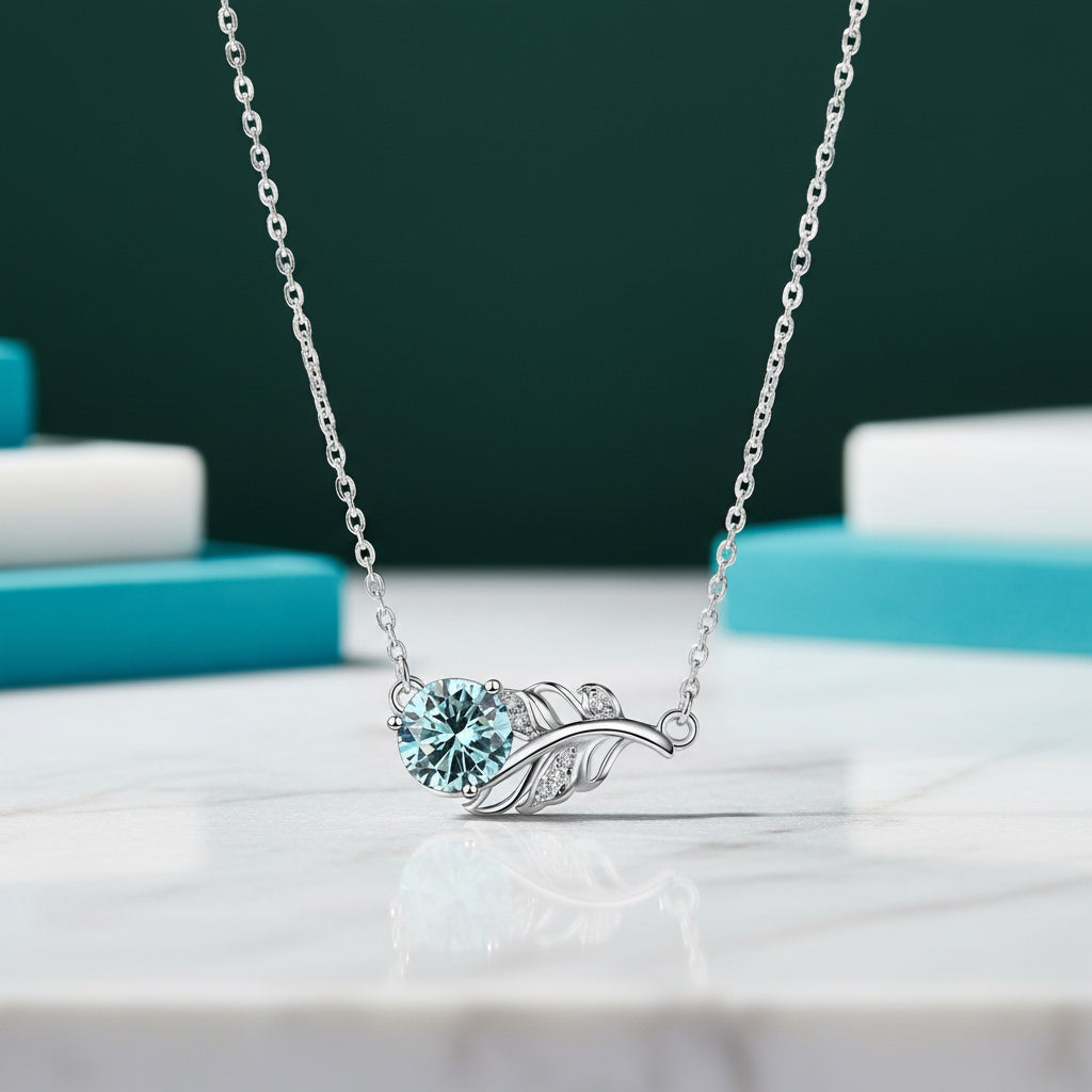 1.0 Ct Round Diamond Lucky Leaf Necklace-Evani Jewelry