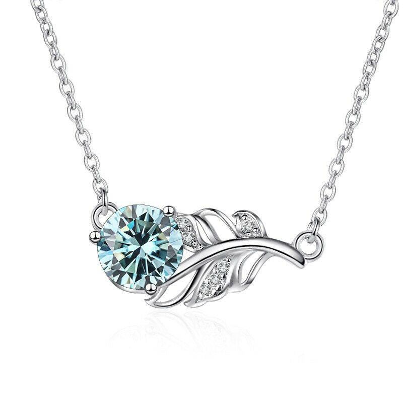 1.0 Ct Round Diamond Lucky Leaf Necklace-Evani Naomi Jewelry