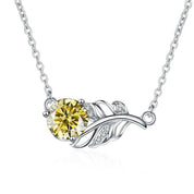1.0 Ct Round Diamond Lucky Leaf Necklace-Evani Naomi Jewelry