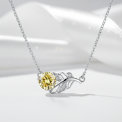 1.0 Ct Round Cut Lucky Leaf Topaz and Citrine Necklace