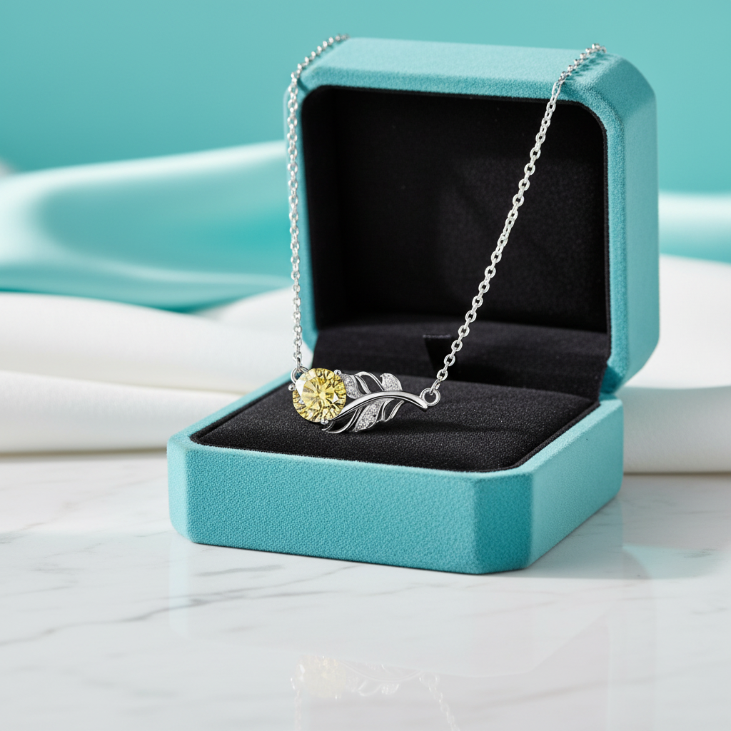1.0 Ct Round Cut Lucky Leaf Topaz and Citrine Necklace - Evani Naomi Jewelry