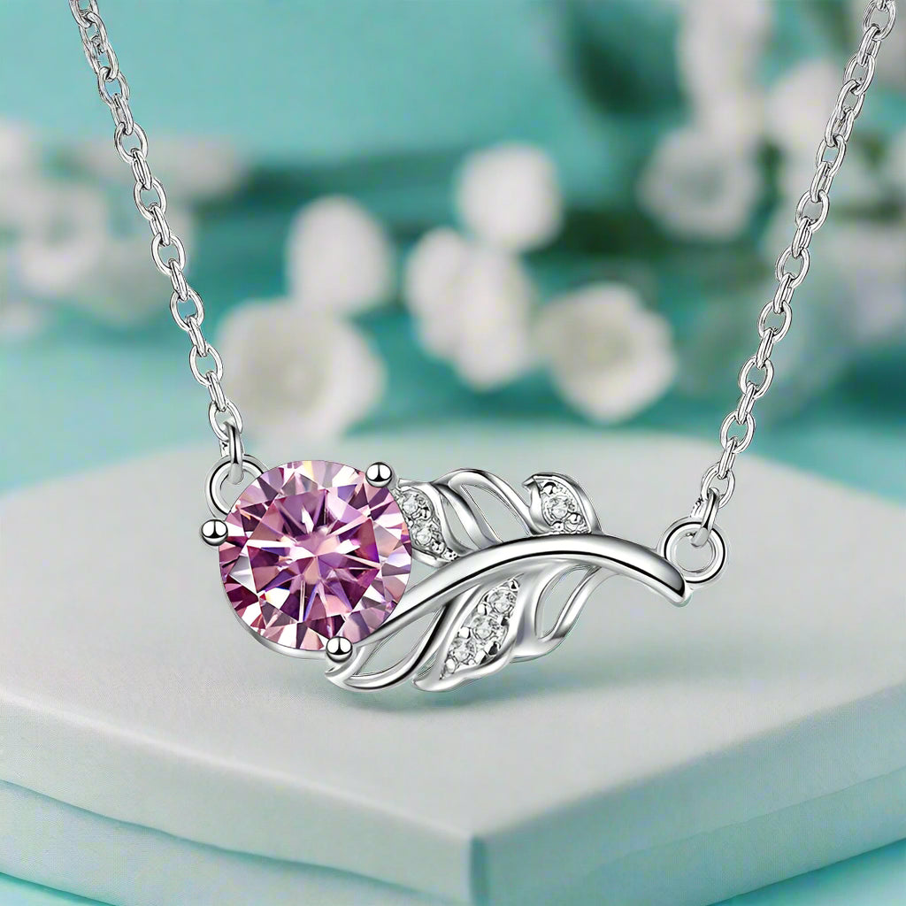 1.0 Ct Round Diamond Lucky Leaf Necklace-Evani Naomi Jewelry