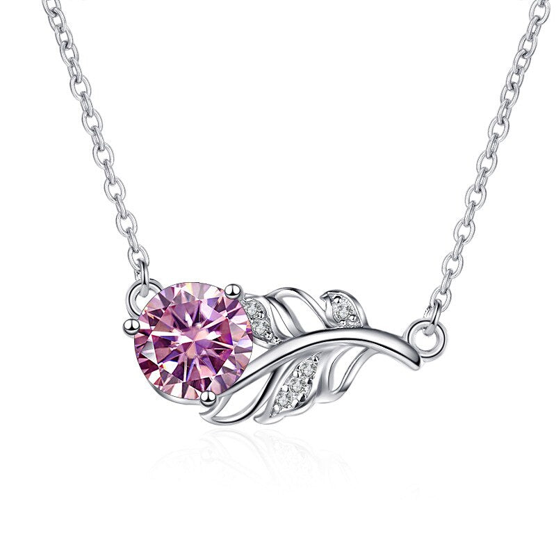 1.0 Ct Round Cut Lucky Leaf Tourmaline Birthstone Necklace-Evani Jewelry