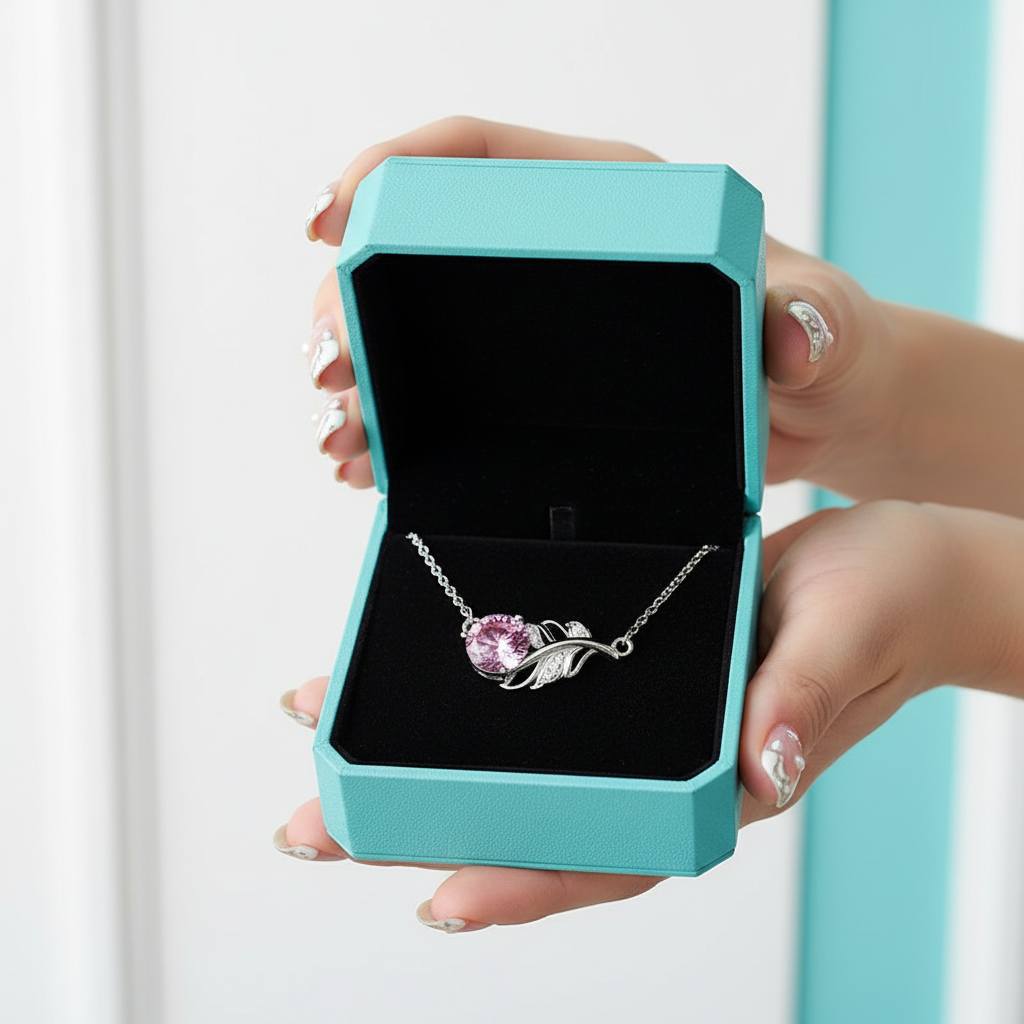 1.0 Ct Round Cut Lucky Leaf Tourmaline Birthstone Necklace