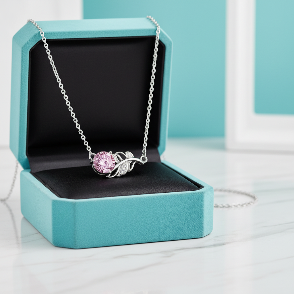 1.0 Ct Round Cut Lucky Leaf Tourmaline Birthstone Necklace - Evani Naomi Jewelry