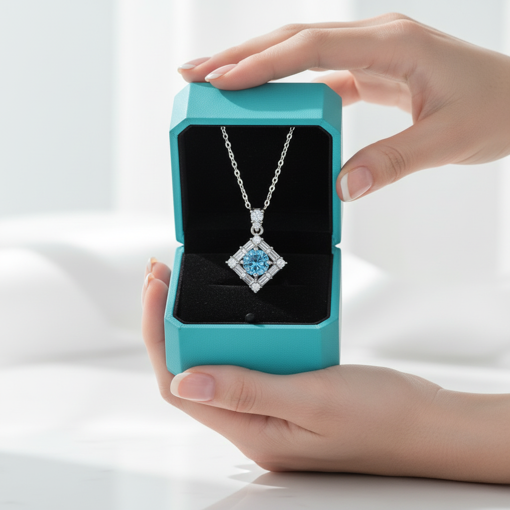 1.0 Ct Round Cut Sapphire Birthstone Necklace-Evani Jewelry