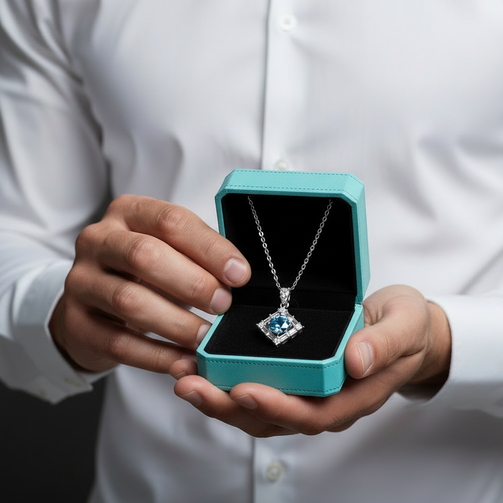 1.0 Ct Round Cut Sapphire Birthstone Necklace-Evani Jewelry