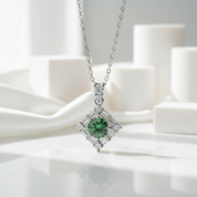 1.0 Ct Round Cut Emerald Birthstone Necklace-Evani Jewelry