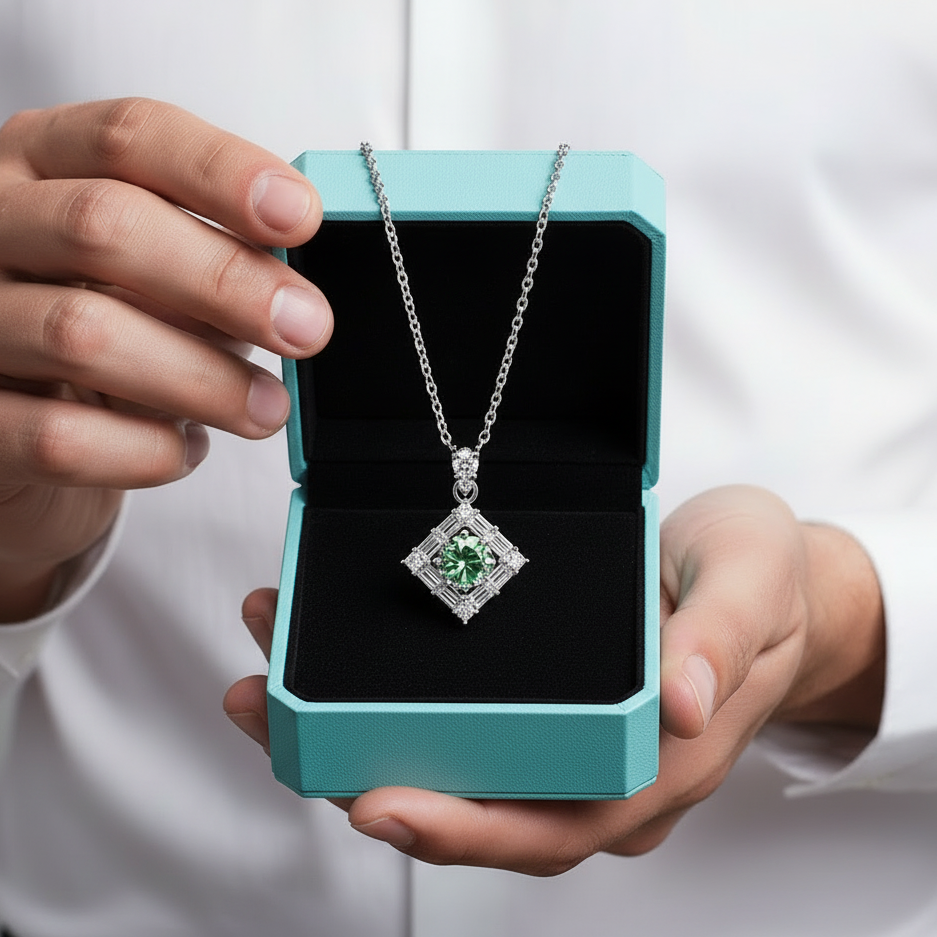 1.0 Ct Round Cut Peridot Birthstone Necklace-Evani Jewelry