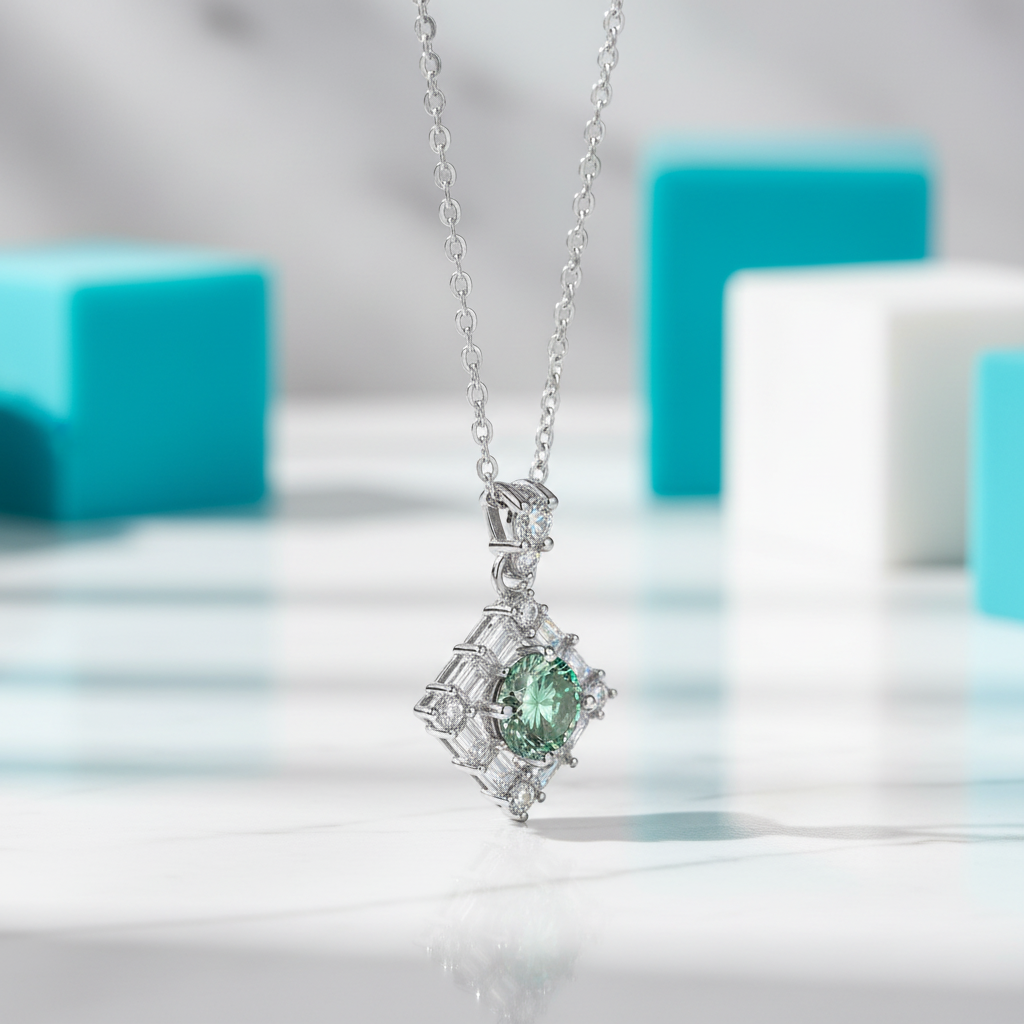 1.0 Ct Round Cut Peridot Birthstone Necklace-Evani Jewelry