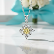 1.0 Ct Round Cut Topaz and Citrine Birthstone Necklace