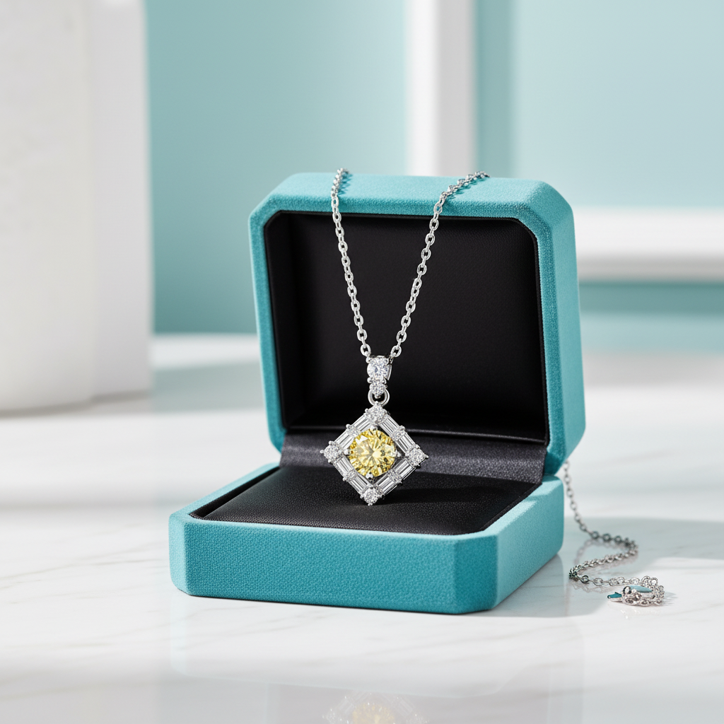 1.0 Ct Round Cut Topaz and Citrine Birthstone Necklace - Evani Naomi Jewelry