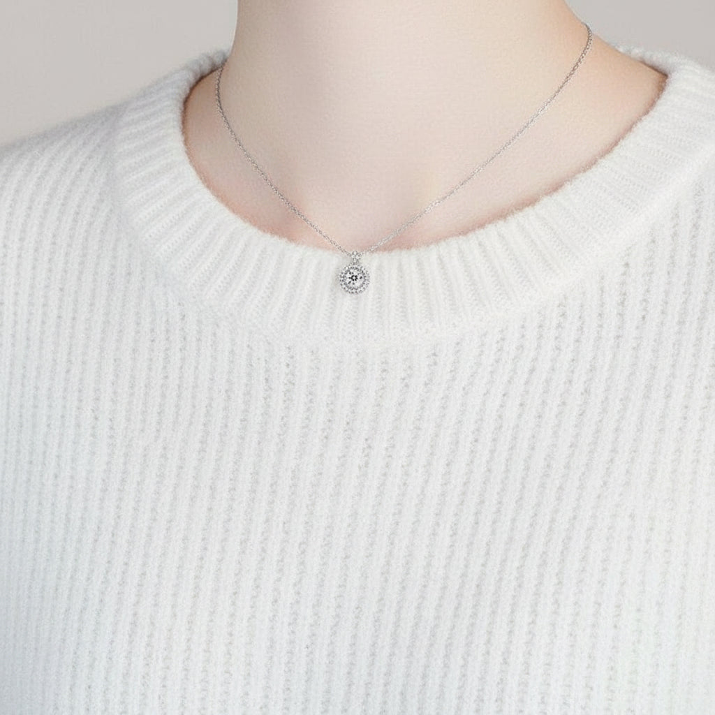 1.0 Ct Round Diamond Necklace with Twinkle Setting-Evani Jewelry