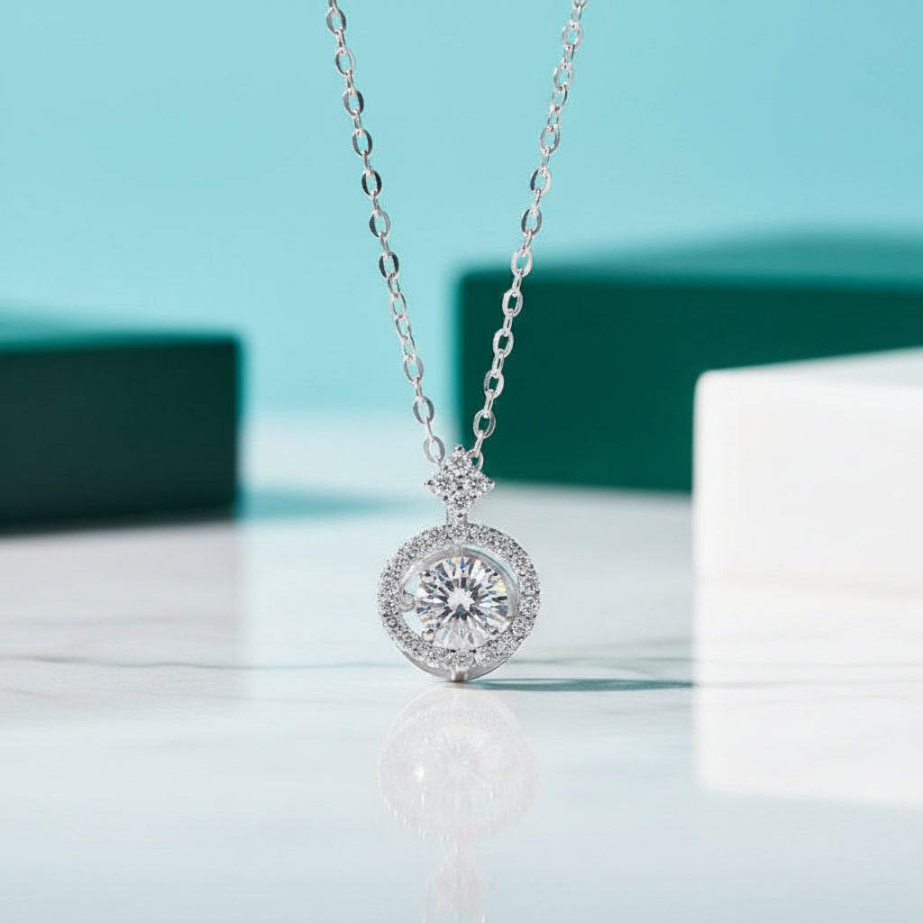 1.0 Ct Round Diamond Necklace with Twinkle Setting-Evani Jewelry