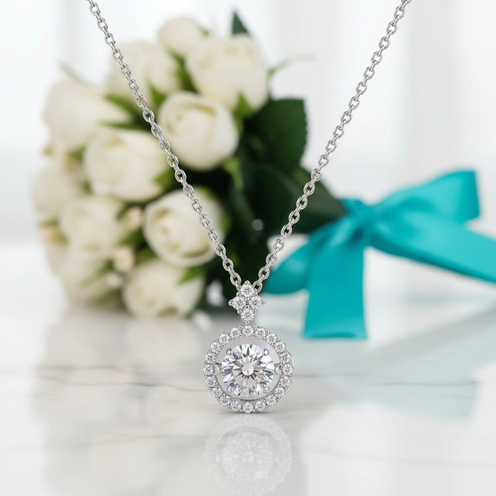 1.0 Ct Round Diamond Necklace with Twinkle Setting-Evani Jewelry