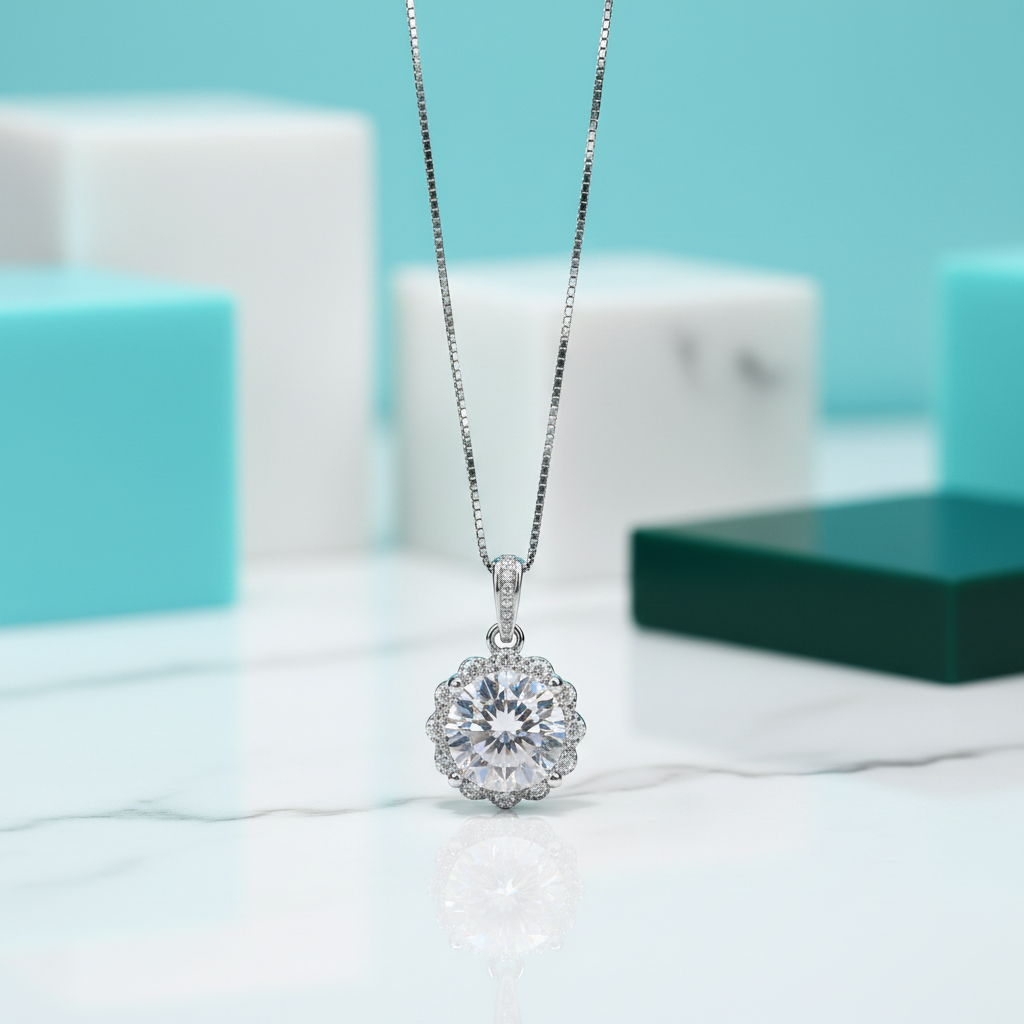 1.0 Ct Round Diamond Pendant Necklace-Evani Jewelry