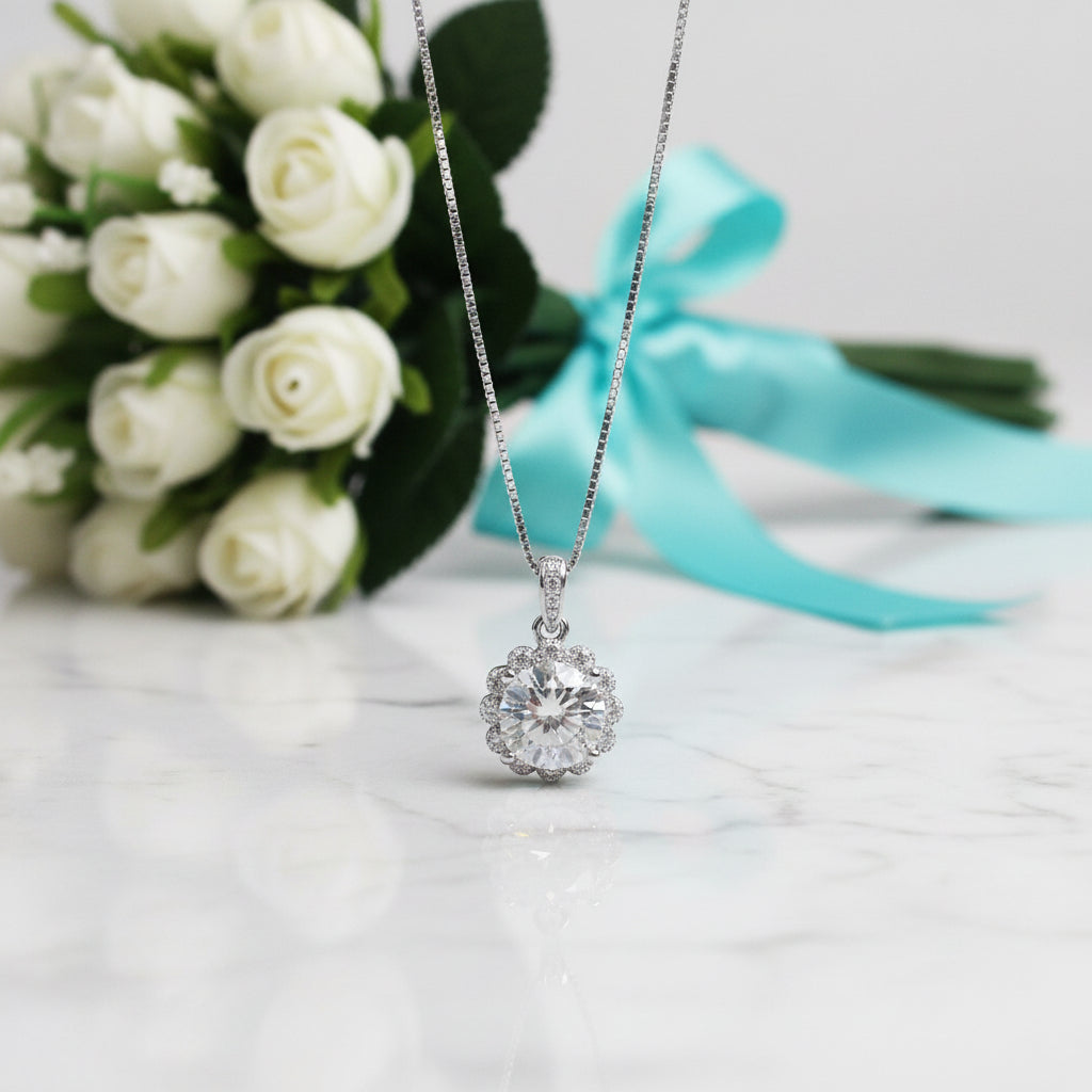 1.0 Ct Round Diamond Pendant Necklace-Evani Jewelry