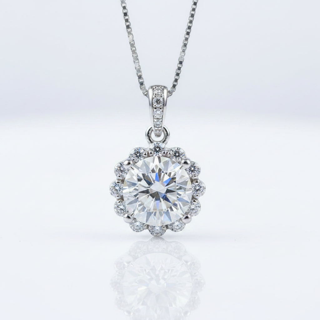 1.0 Ct Round Diamond Pendant Necklace-Evani Jewelry