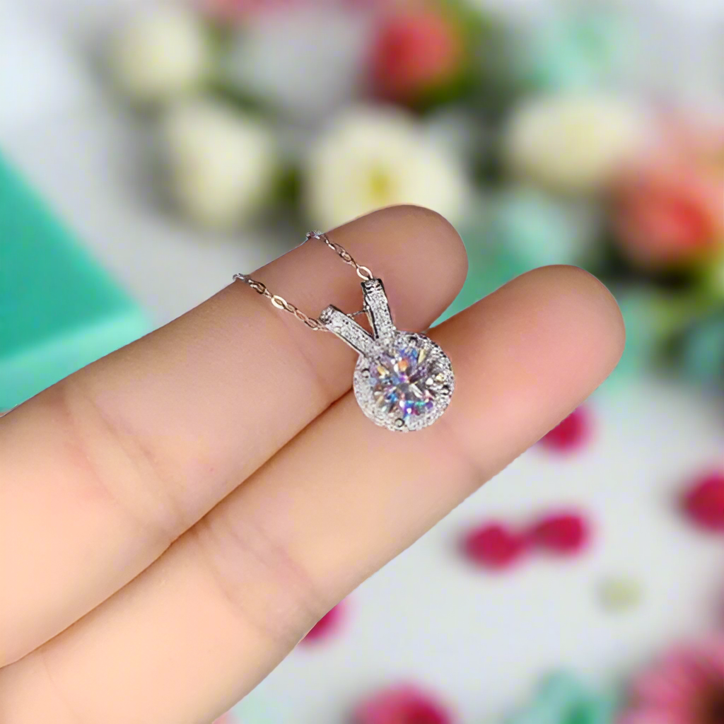 1.0 Ct Round Diamond Rabbit Shaped Pendant Necklace-Evani Naomi Jewelry
