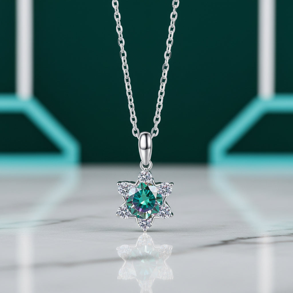 1.0 Ct Round Diamond Snowflake Pendant Necklace-Evani Jewelry