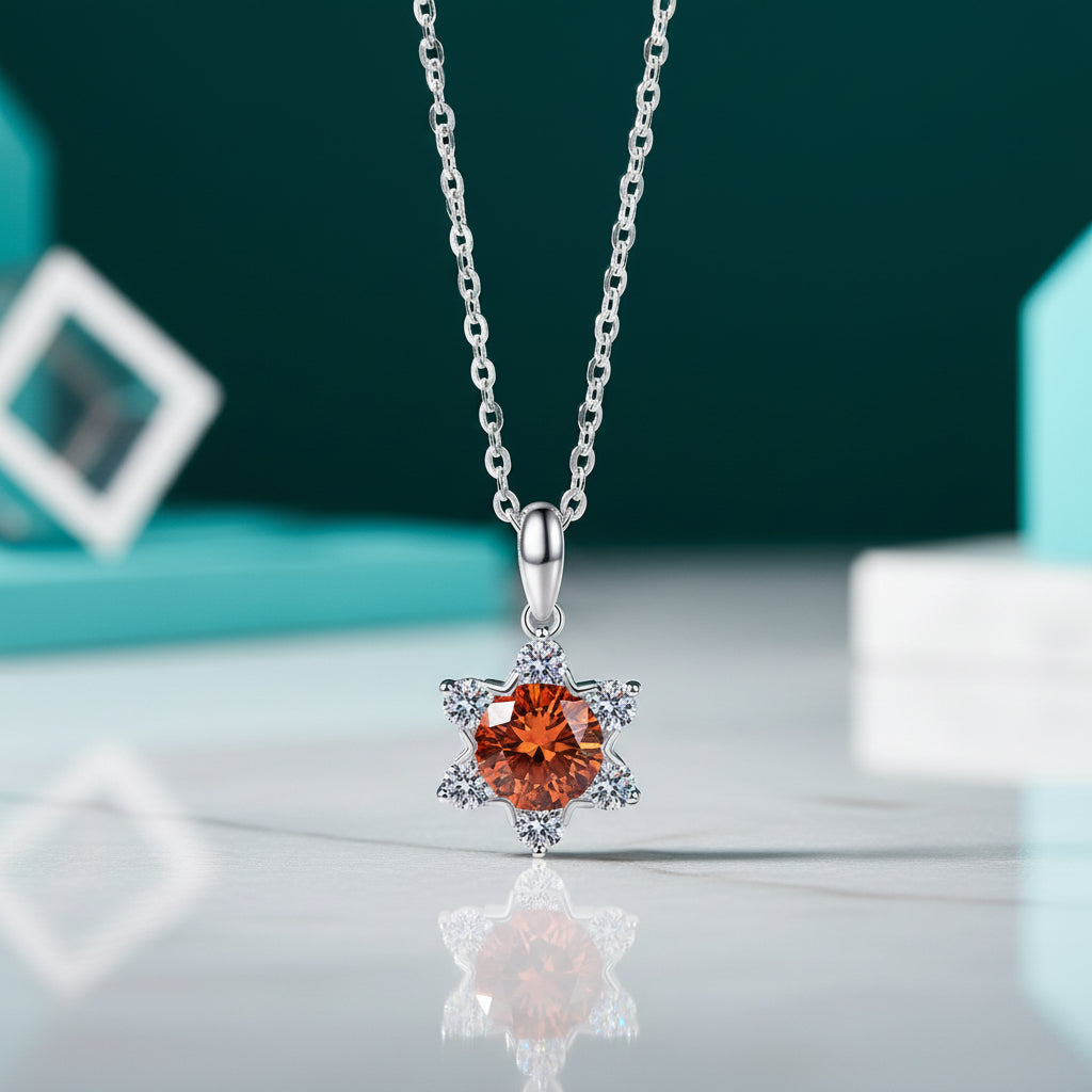 1.0 Ct Round Diamond Snowflake Pendant Necklace-Evani Jewelry