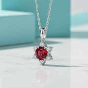 1.0 Ct Round Cut Snowflake Garnet Pendant Necklace