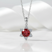 1.0 Ct Round Cut Ruby Snowflake Pendant Necklace-Evani Jewelry