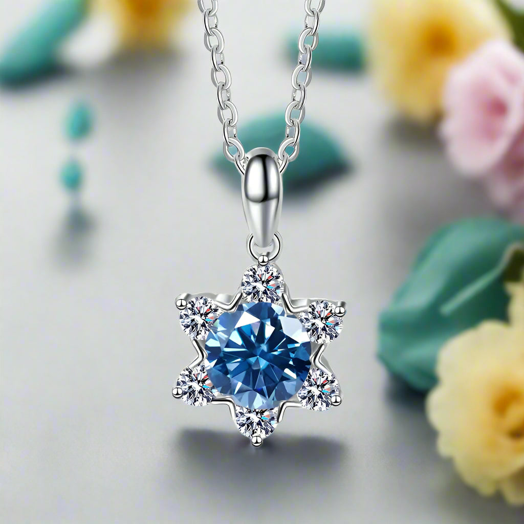1.0 Ct Round Diamond Snowflake Pendant Necklace-Evani Naomi Jewelry
