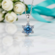 1.0 Ct Round Cut Sapphire Birthstone Snowflake Pendant Necklace-Evani Jewelry