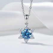 1.0 Ct Round Cut Sapphire Birthstone Snowflake Pendant Necklace-Evani Jewelry