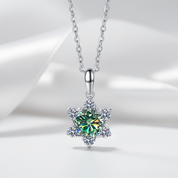 1.0 Ct Round Cut Peridot Snowflake Pendant Necklace-Evani Jewelry