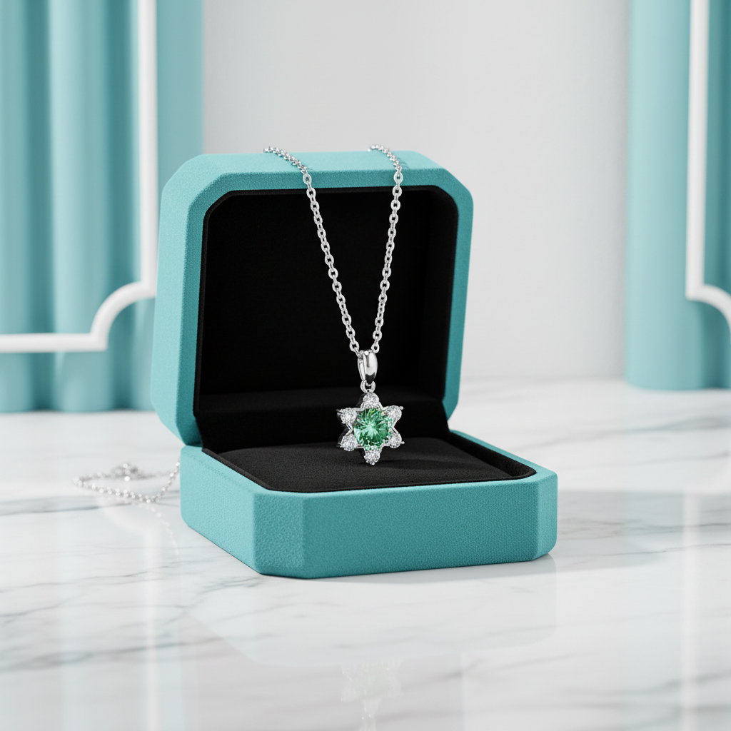 1.0 Ct Round Cut Peridot Snowflake Pendant Necklace-Evani Jewelry