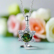1.0 Ct Round Diamond Snowflake Pendant Necklace-Evani Naomi Jewelry