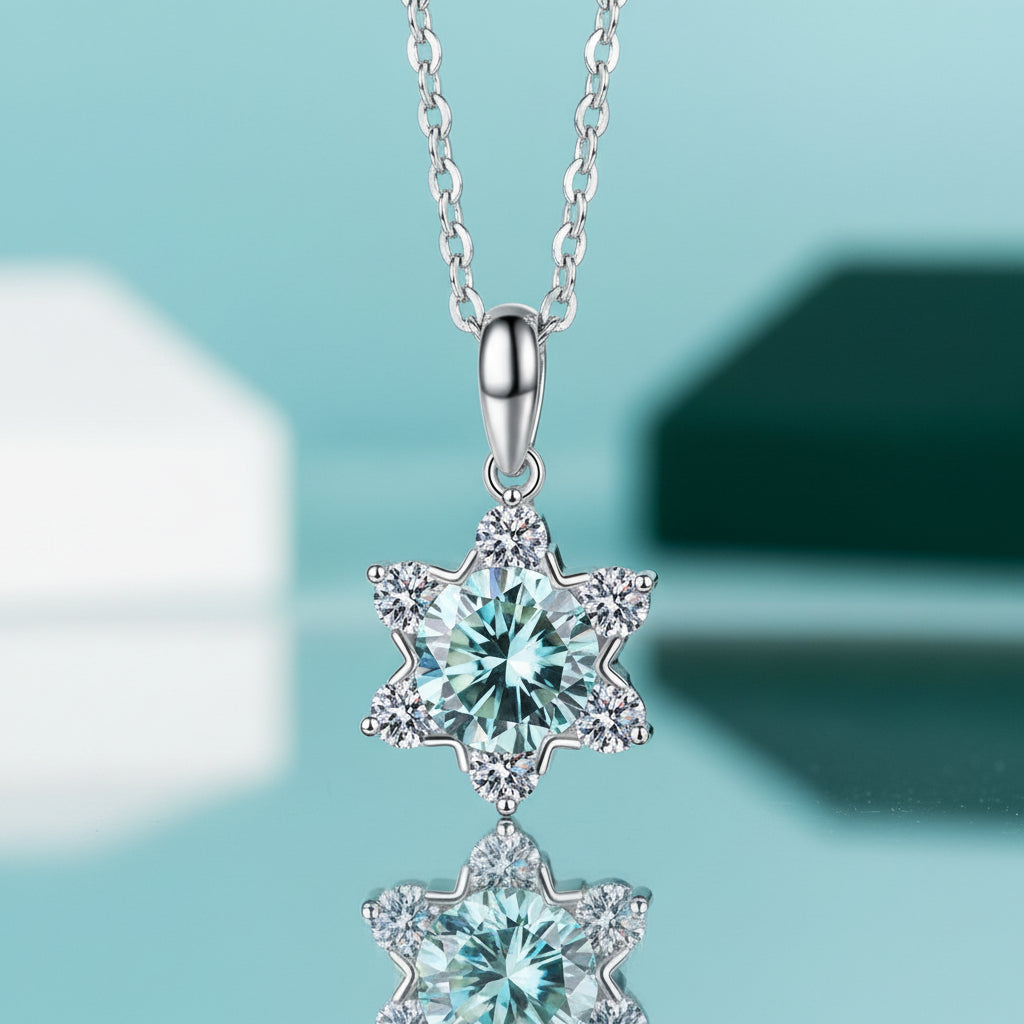 1.0 Ct Round Diamond Snowflake Pendant Necklace-Evani Jewelry